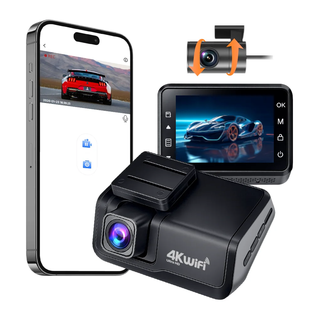 4K dual-lens driving recorder 3 inch front/rear car recorder 4K + 1080P WDR ROHS certified, app control GPS/WiFi for car/taxi
4K dual-lens driving recorder 3 inch front/rear car recorder 4K + 1080P WDR ROHS certified, app control GPS/WiFi for car/taxi