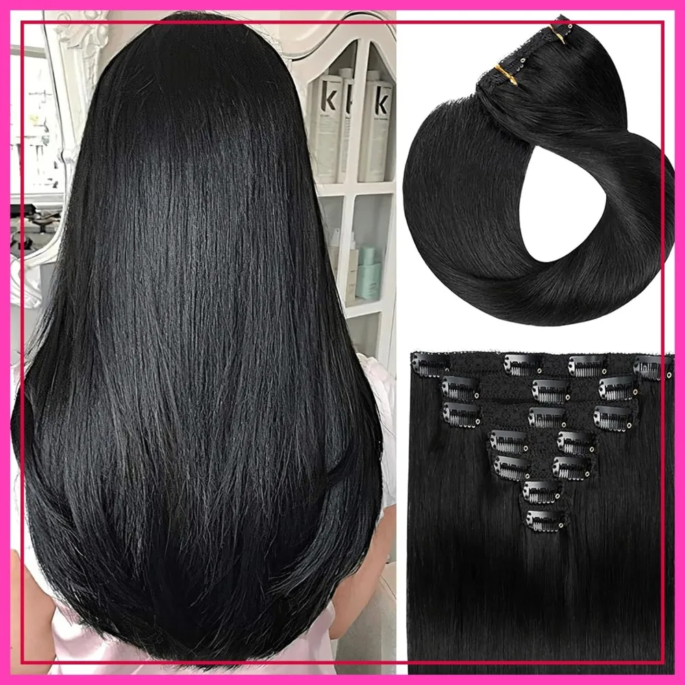 18" Clip in Human Hair Extensions Full Head 150g 7 Pieces 16 Clips Double Weft Brazilian Real Remy Hair Thick Straight Silky
18" Clip in Human Hair Extensions Full Head 150g 7 Pieces 16 Clips Double Weft Brazilian Real Remy Hair Thick Straight Silky