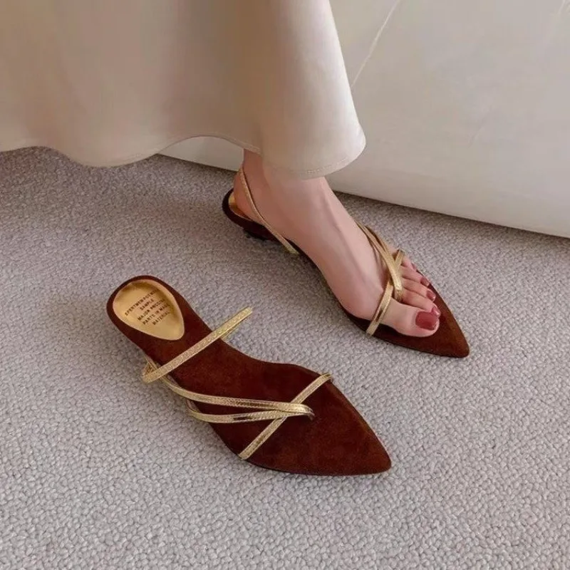 Vacation Roman Style Two-wear Sandals One-strap Pointed Toe Gold Thin Strap Wedge Heels Women's Outwear Sandals
Vacation Roman Style Two-wear Sandals One-strap Pointed Toe Gold Thin Strap Wedge Heels Women's Outwear Sandals