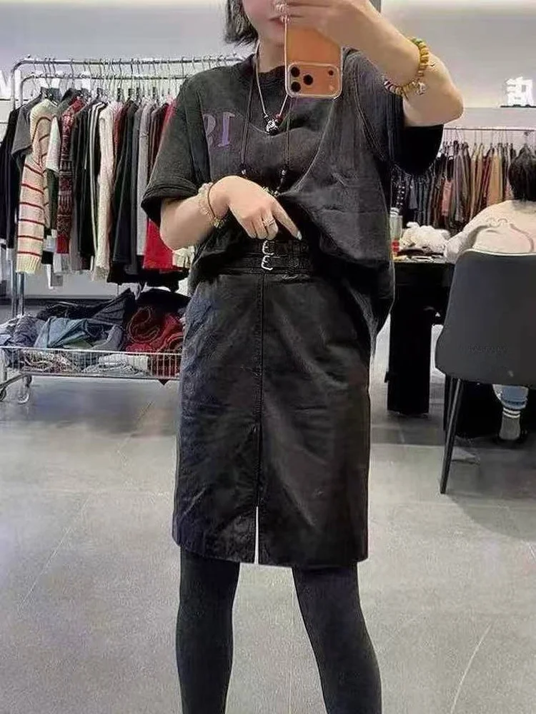 Cool Bla mat Sle eepskin High Waist Women's Skirt A-Line ort Skirt Versatile Commute Leather Skirt
Cool Bla mat Sle eepskin High Waist Women's Skirt A-Line ort Skirt Versatile Commute Leather Skirt