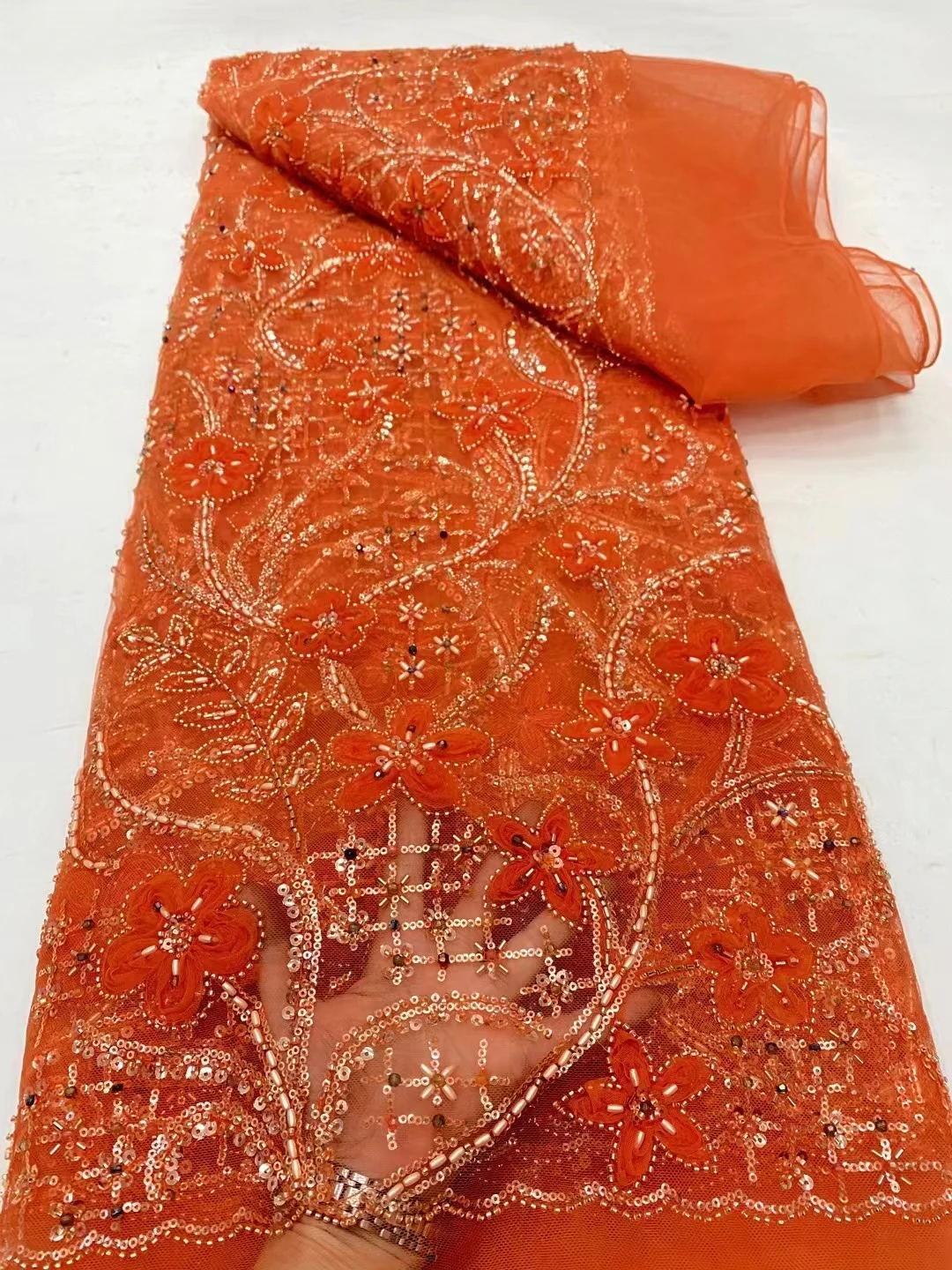 High-End Fashion African Sequin Lace Fabric 2024 High Quality Lace Embroidery Beaded Mesh Fabric 5 Yards For Women Wedding Party
High-End Fashion African Sequin Lace Fabric 2024 High Quality Lace Embroidery Beaded Mesh Fabric 5 Yards For Women Wedding Party