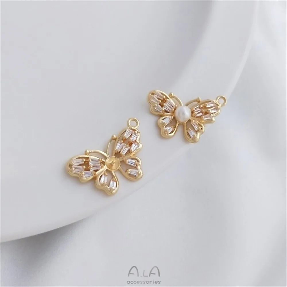 14K Gold Micro-inlaid Zircon Butterfly Pendant Half-hole Bead Tray Pendant Diy Necklace Bracelet Empty Bracket Pendant
14K Gold Micro-inlaid Zircon Butterfly Pendant Half-hole Bead Tray Pendant Diy Necklace Bracelet Empty Bracket Pendant