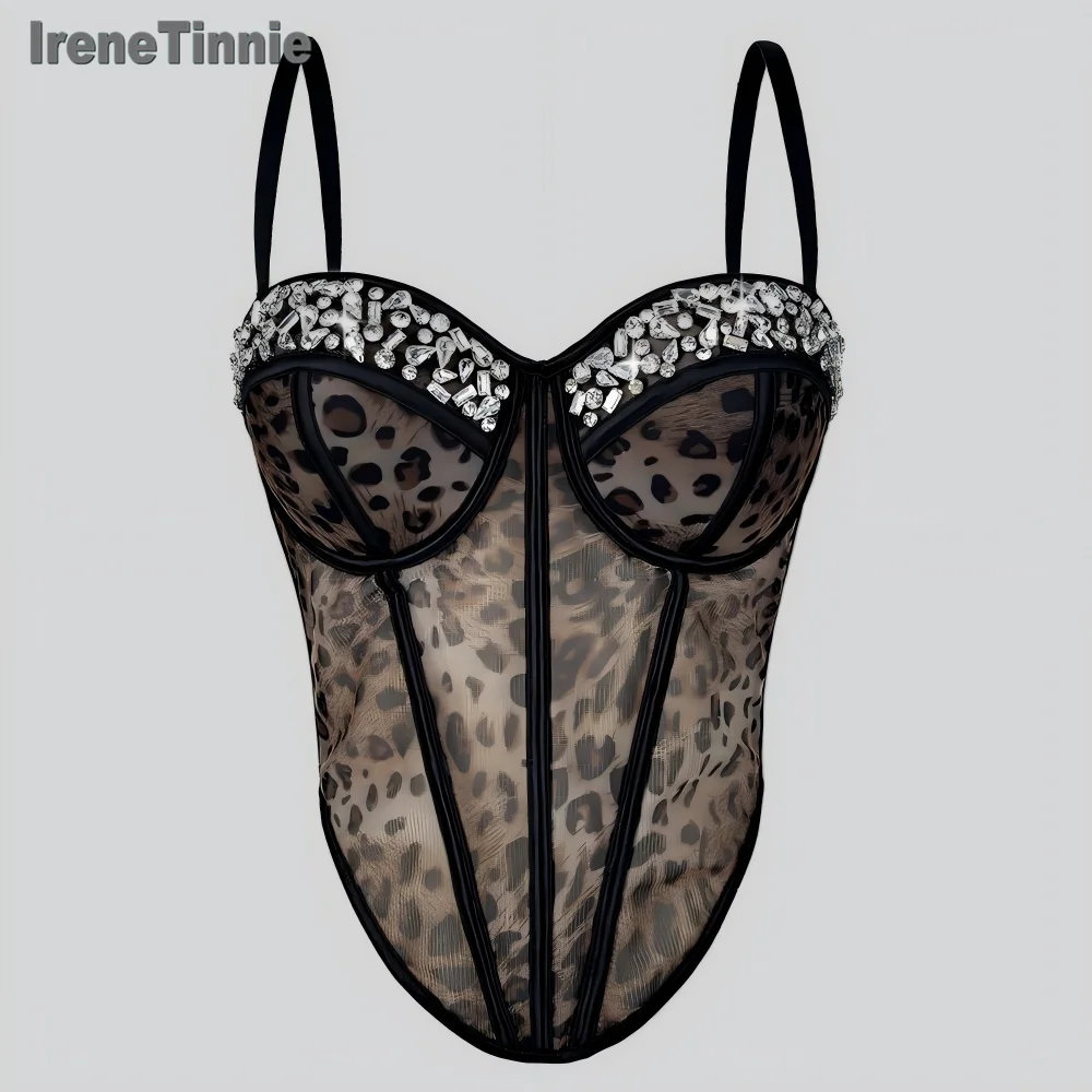 IRENE TINNIE 2025 Fashion Corset Women Sexy Leopard Print Rhinestone Bra Wear Outside Bustier Top Party Bodice Strap Tops Summer 
IRENE TINNIE 2025 Fashion Corset Women Sexy Leopard Print Rhinestone Bra Wear Outside Bustier Top Party Bodice Strap Tops Summer