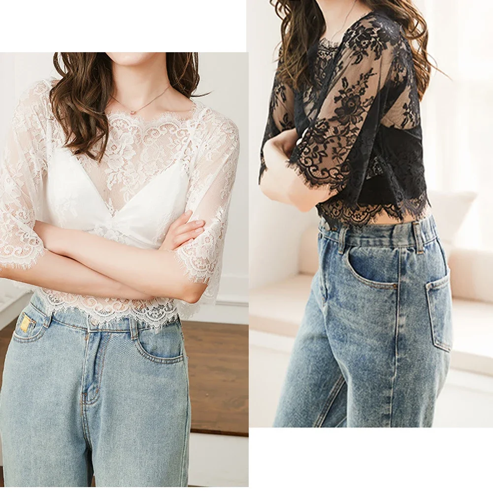 Women Top Mid-sleeve One-shoulder Pullover Sexy Mesh Slightly Elastic Solid Color 1pc Comfortable Embroidered Floral
Women Top Mid-sleeve One-shoulder Pullover Sexy Mesh Slightly Elastic Solid Color 1pc Comfortable Embroidered Floral