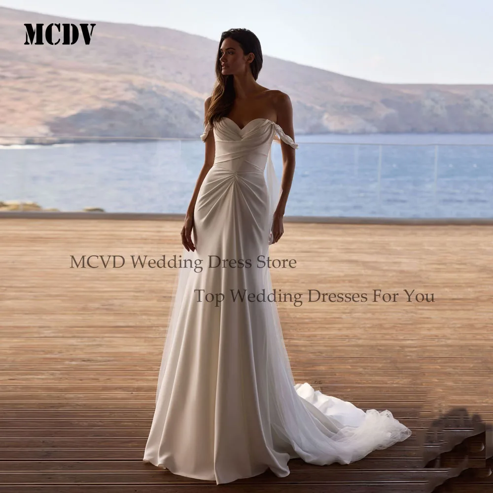 MCDV Off Shoulder Sweetheart Wedding Dress 2025 Bride Mermaid Pleat Zipper Back vestidos de novia Classic Bridal Gown Customized
MCDV Off Shoulder Sweetheart Wedding Dress 2025 Bride Mermaid Pleat Zipper Back vestidos de novia Classic Bridal Gown Customized
