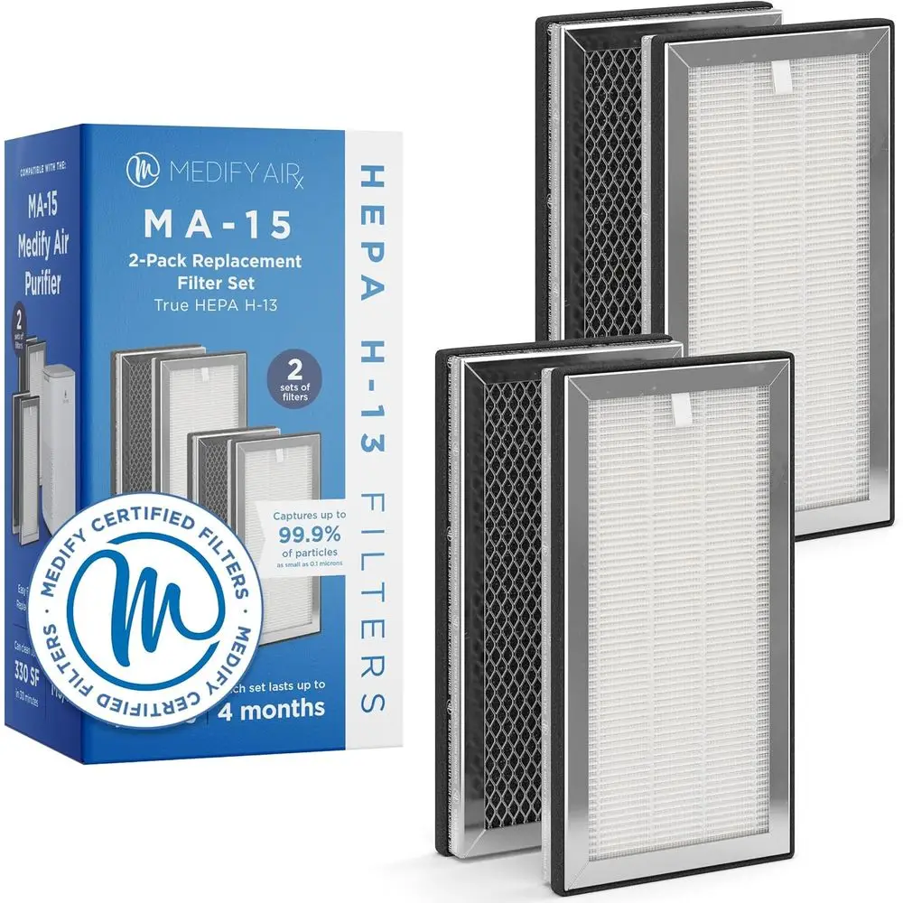 3-in-1 Replacement Air Filter Set: Pre-Filter, True HEPA H13, Activated Carbon for Allergens, Smoke, Dust, Pollen, and Pet Dande
3-in-1 Replacement Air Filter Set: Pre-Filter, True HEPA H13, Activated Carbon for Allergens, Smoke, Dust, Pollen, and Pet Dande
