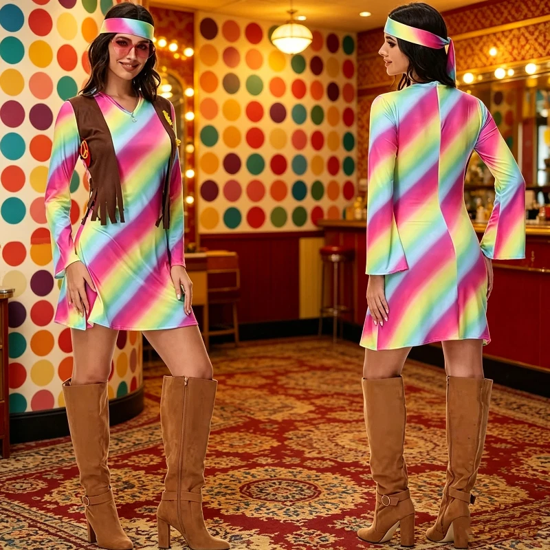 Retro Womens Hippie Cosplay Costume Music Festival Party 70s Rock Disco Singer Dance Stage Performance Dancing Costume
Retro Womens Hippie Cosplay Costume Music Festival Party 70s Rock Disco Singer Dance Stage Performance Dancing Costume