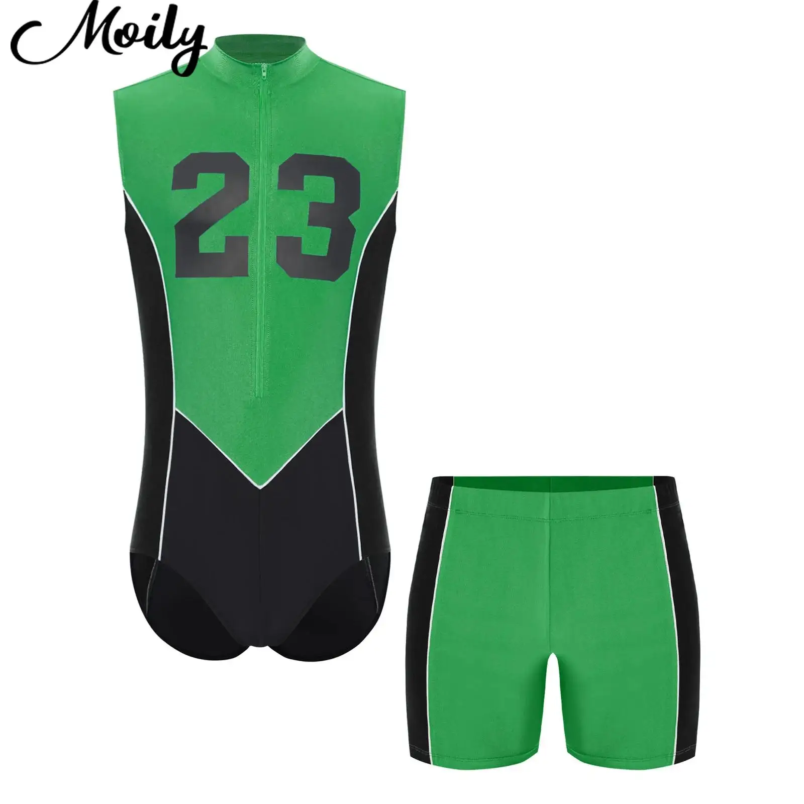 New Adult Mens Color Block Swimsuit Sports Suit Sleeveless Front Zipper Leotard with Shorts for Cycling Running Workout Exercise
New Adult Mens Color Block Swimsuit Sports Suit Sleeveless Front Zipper Leotard with Shorts for Cycling Running Workout Exercise