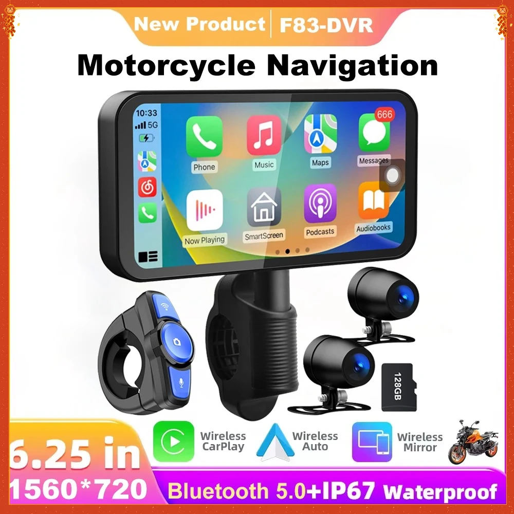 6,25-дюймовый беспроводной портативный цифровой мотоцикл приборная панель CarPlay Moto Android Auto GPS навигационный экран монитор DVR
6,25-дюймовый беспроводной портативный цифровой мотоцикл приборная панель CarPlay Moto Android Auto GPS навигационный экран монитор DVR