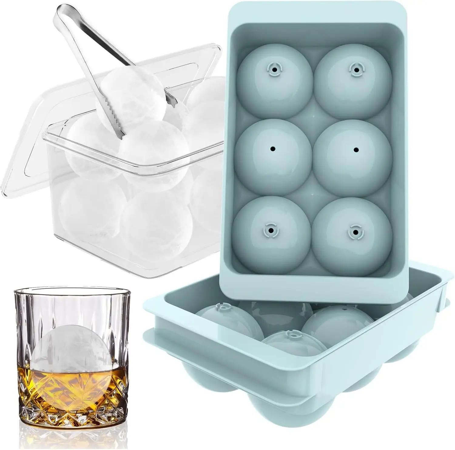 Large Round Ice Cube Trays for Whiskey, 1.9 Inch 6 Balls, Easy Release Silicone Mold, 2 Pack Blue
Large Round Ice Cube Trays for Whiskey, 1.9 Inch 6 Balls, Easy Release Silicone Mold, 2 Pack Blue