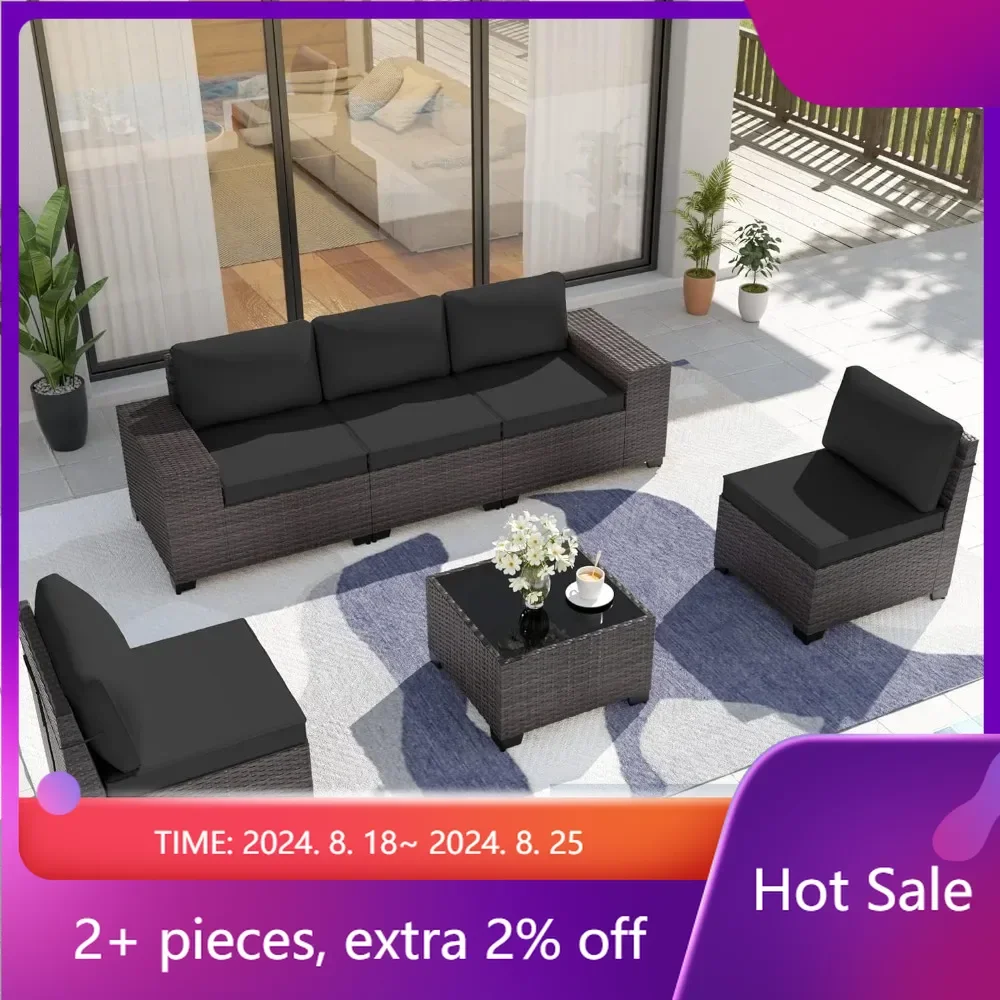 Patio Furniture Set Sofa 6-Pieces Wicker Sectional Sofa Set Black Outdoor Chair Dinning Tables Sets Dining Room Sets Backyard
Patio Furniture Set Sofa 6-Pieces Wicker Sectional Sofa Set Black Outdoor Chair Dinning Tables Sets Dining Room Sets Backyard