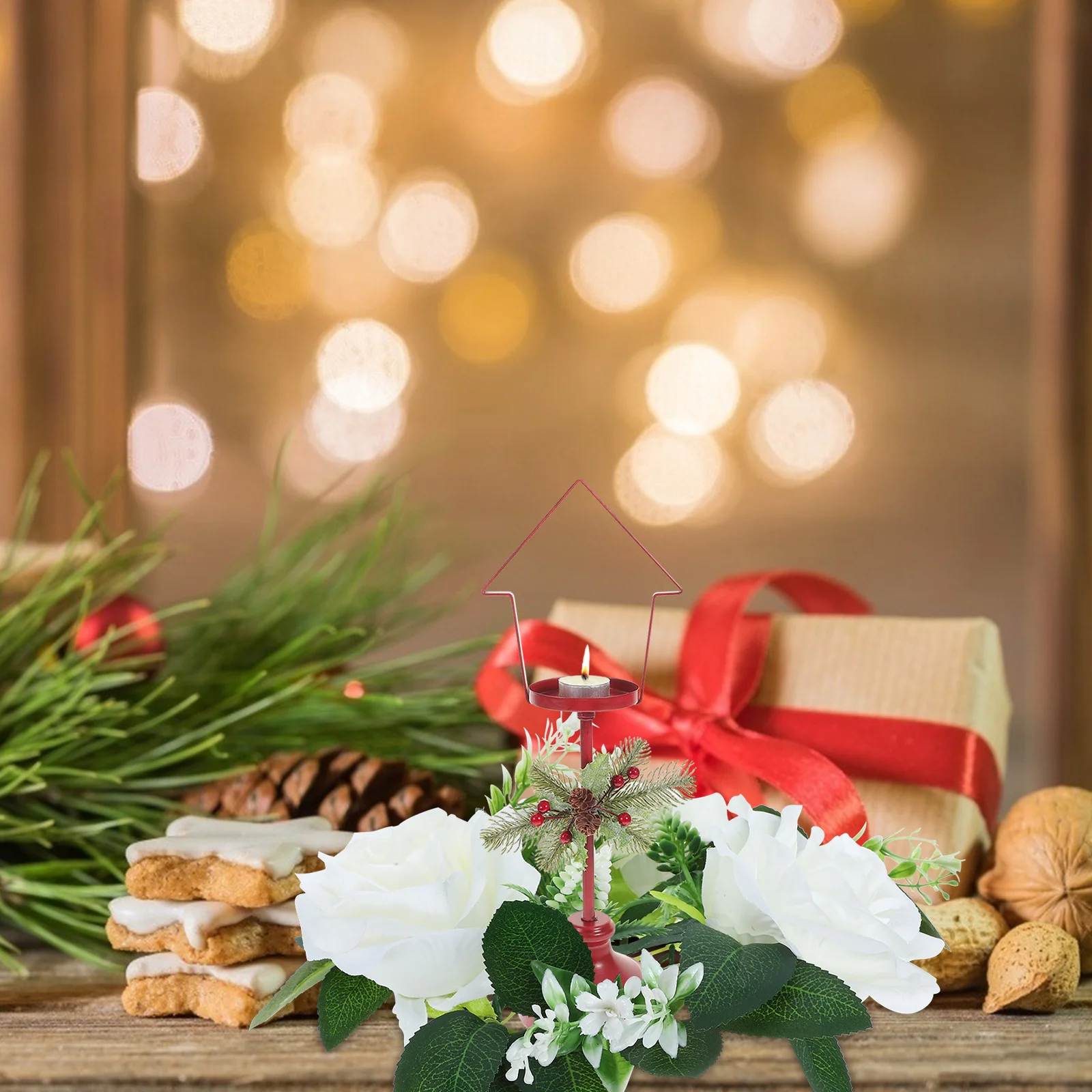 Simulated Rose Candlestick Wreath Fake Flowers Arrangement Artificial for Holders Fireplace Mantel Decor
Simulated Rose Candlestick Wreath Fake Flowers Arrangement Artificial for Holders Fireplace Mantel Decor