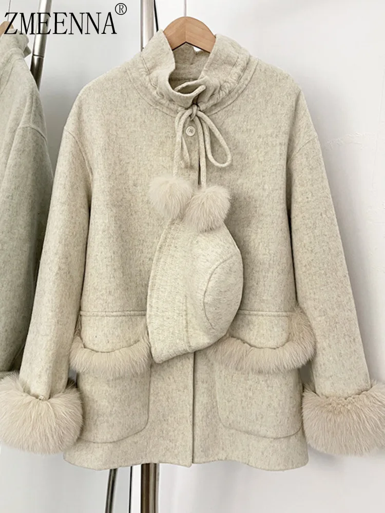 ZMEENNA Warm Wool Blend Coat For Women With Faux Fur Trimmed Pockets And Cuffs High Collar Long Sleeve Winter Jacket ZM4040
ZMEENNA Warm Wool Blend Coat For Women With Faux Fur Trimmed Pockets And Cuffs High Collar Long Sleeve Winter Jacket ZM4040