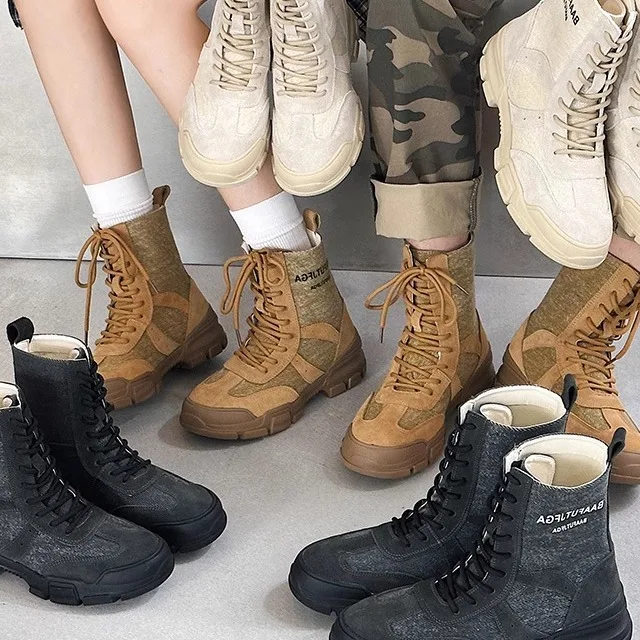 Leather Mesh Breathable High Top Men's Women's Boots Couple's Ultra Light Combat Training Boots Thickened Rubber Sole
Leather Mesh Breathable High Top Men's Women's Boots Couple's Ultra Light Combat Training Boots Thickened Rubber Sole