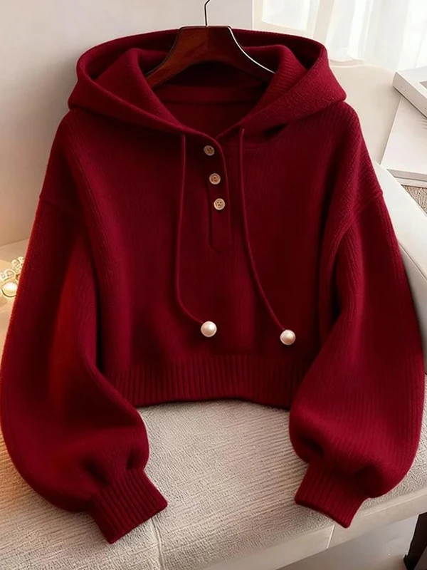 High-End Red Knitted Hoodie Women's Autumn Winter New Style Super Beautiful Base Shirt Sweater Trendy Women's Fashion
High-End Red Knitted Hoodie Women's Autumn Winter New Style Super Beautiful Base Shirt Sweater Trendy Women's Fashion