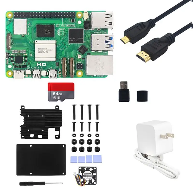 Плата для разработки Raspberry Pi 5 8G + карта памяти 64G, комплект с корпусом из алюминиевого сплава, BCM2712 2.4ГГц Videocore VII Pcie 2.0
Плата для разработки Raspberry Pi 5 8G + карта памяти 64G, комплект с корпусом из алюминиевого сплава, BCM2712 2.4ГГц Videocore VII Pcie 2.0