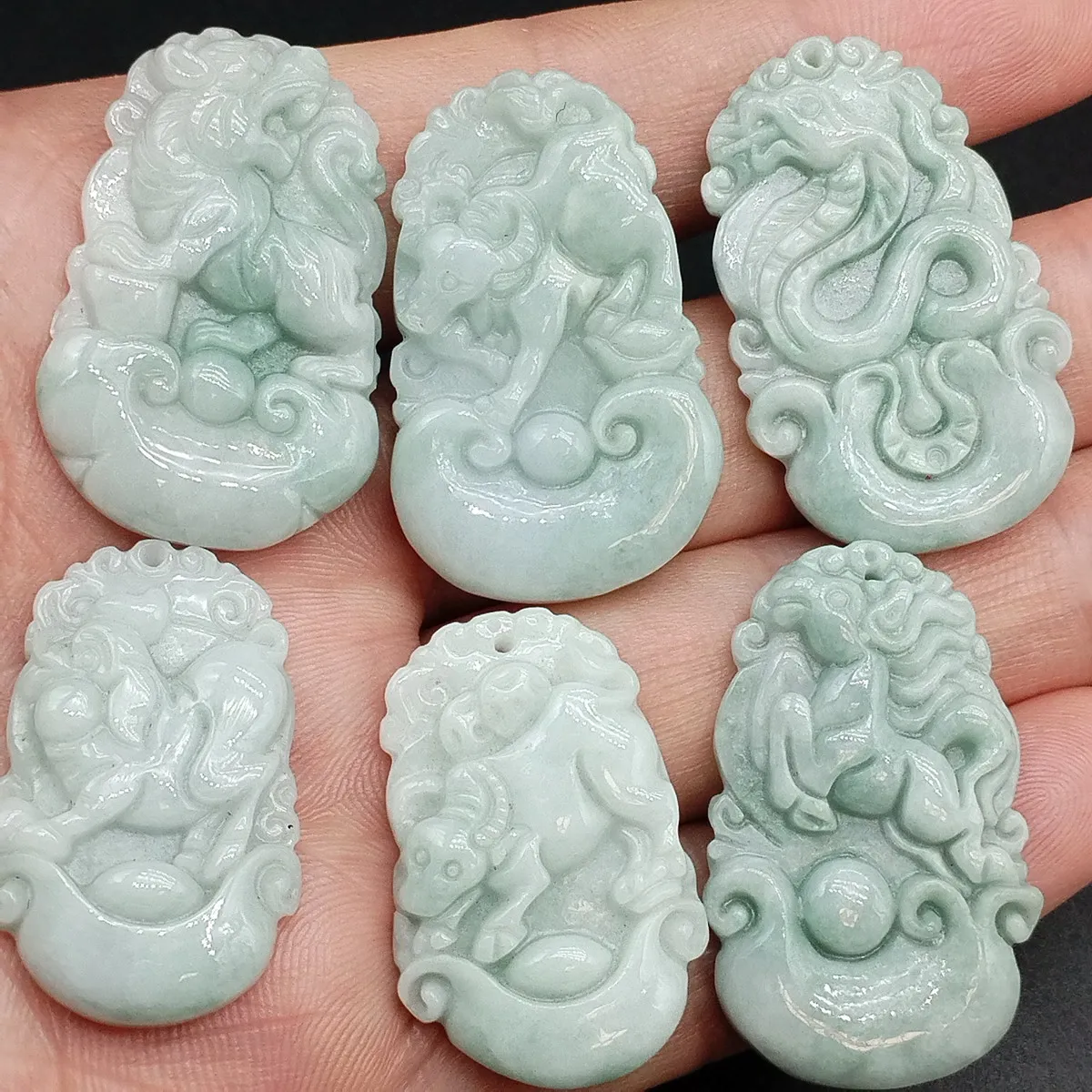 Certified, Chinese Zodiac Natural Green Jadeite Amulet Pendant, A, Rope Necklace
Certified, Chinese Zodiac Natural Green Jadeite Amulet Pendant, A, Rope Necklace