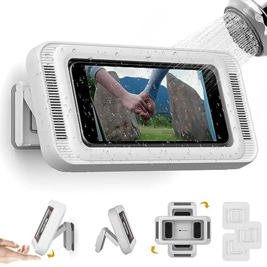 Waterproof Shower Phone Holder with 360 Rotation, Angle Adjustable, Enhanced Sound Quality, Wall Mounted Phone Holder for Bathr
Waterproof Shower Phone Holder with 360 Rotation, Angle Adjustable, Enhanced Sound Quality, Wall Mounted Phone Holder for Bathr