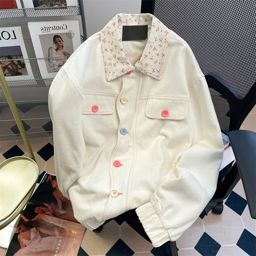 American Sweet Floral Patchwork Denim Jacket Women Apricot Spring Autumn Loose Casual Single-breasted Jacket Top Outerwear
American Sweet Floral Patchwork Denim Jacket Women Apricot Spring Autumn Loose Casual Single-breasted Jacket Top Outerwear