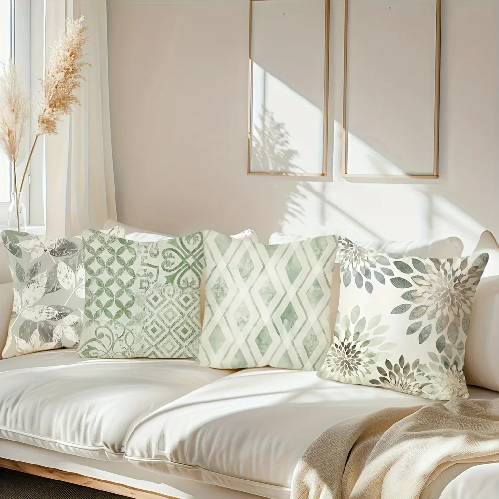 Serene Sage Green Pillowcase Set, Watercolor Floral & Geometric Pattern Decorative Cushion Cover for Home Sofa Bedroom
Serene Sage Green Pillowcase Set, Watercolor Floral & Geometric Pattern Decorative Cushion Cover for Home Sofa Bedroom