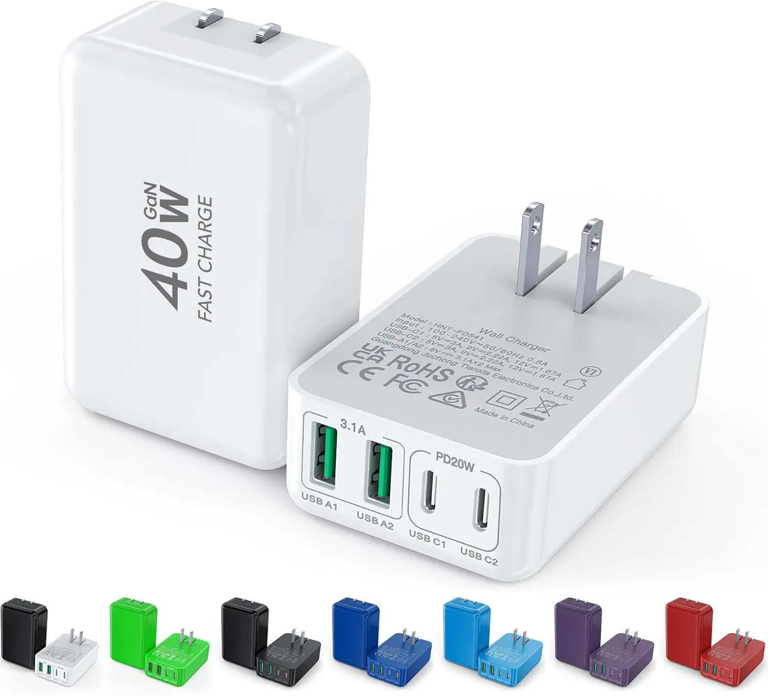 Зарядное устройство USB-C на 4 порта, 40 Вт, 2 шт., складной блок быстрой зарядки для iPhone, Samsung, Pixel, AirPods, Watch
Зарядное устройство USB-C на 4 порта, 40 Вт, 2 шт., складной блок быстрой зарядки для iPhone, Samsung, Pixel, AirPods, Watch