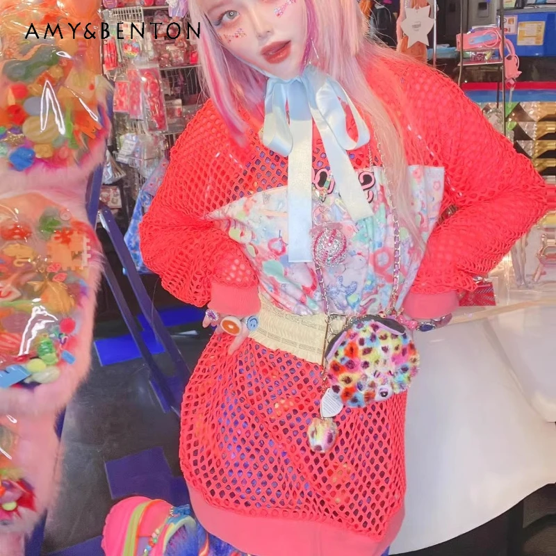 Japanese Design Sweet Cool Net Clothes Women's Long-sleeved Top 2026 Colorful Cute Animal Printing Hollow Out Y2k T-shirt Ladies
Japanese Design Sweet Cool Net Clothes Women's Long-sleeved Top 2026 Colorful Cute Animal Printing Hollow Out Y2k T-shirt Ladies