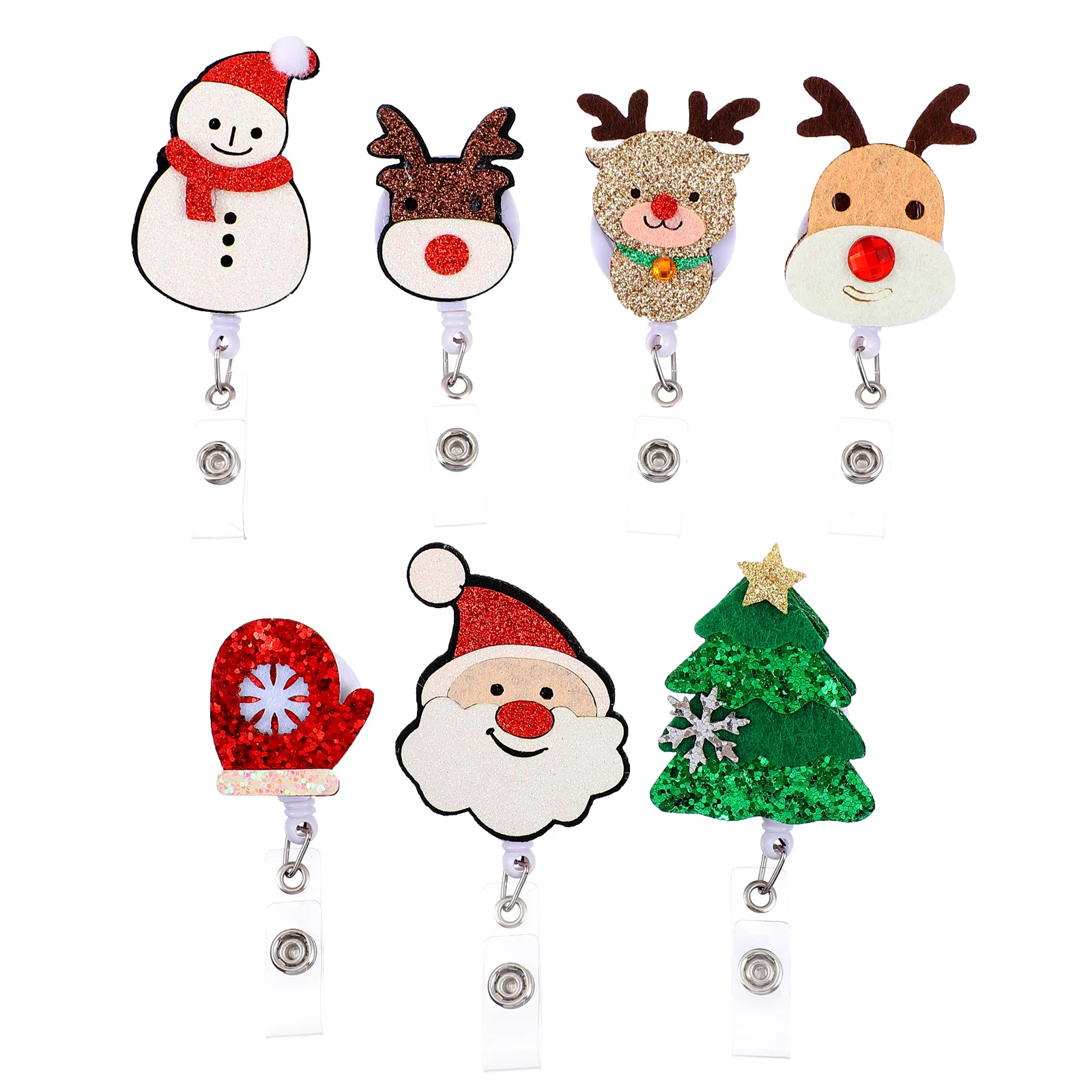 7Pcs Christmas Badge Holder Retractable Felt Clip with 360 Swivel Alligator for Id Cards Name Badge Reel Clip Keychain
7Pcs Christmas Badge Holder Retractable Felt Clip with 360 Swivel Alligator for Id Cards Name Badge Reel Clip Keychain