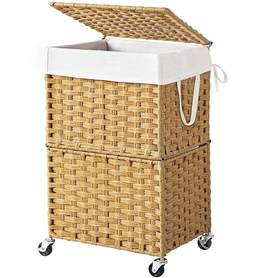90L Slim Laundry Hamper with Wheels, Rolling Laundry Basket with Lid and Renovable Liner Bag, Handwoven Rattan Organizer for bed
90L Slim Laundry Hamper with Wheels, Rolling Laundry Basket with Lid and Renovable Liner Bag, Handwoven Rattan Organizer for bed