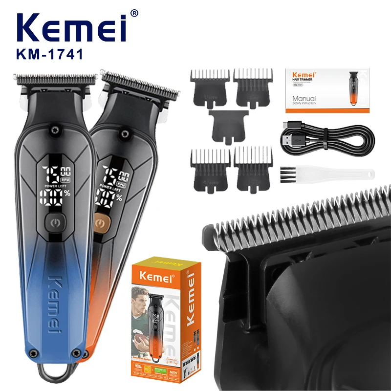 Kemei 1741 профессиональный триммер для бороды, мужской парикмахерский аккумуляторная машинка для стрижки волос с нулевым зазором, беспроводная машинка для стрижки волос 
Kemei 1741 профессиональный триммер для бороды, мужской парикмахерский аккумуляторная машинка для стрижки волос с нулевым зазором, беспроводная машинка для стрижки волос