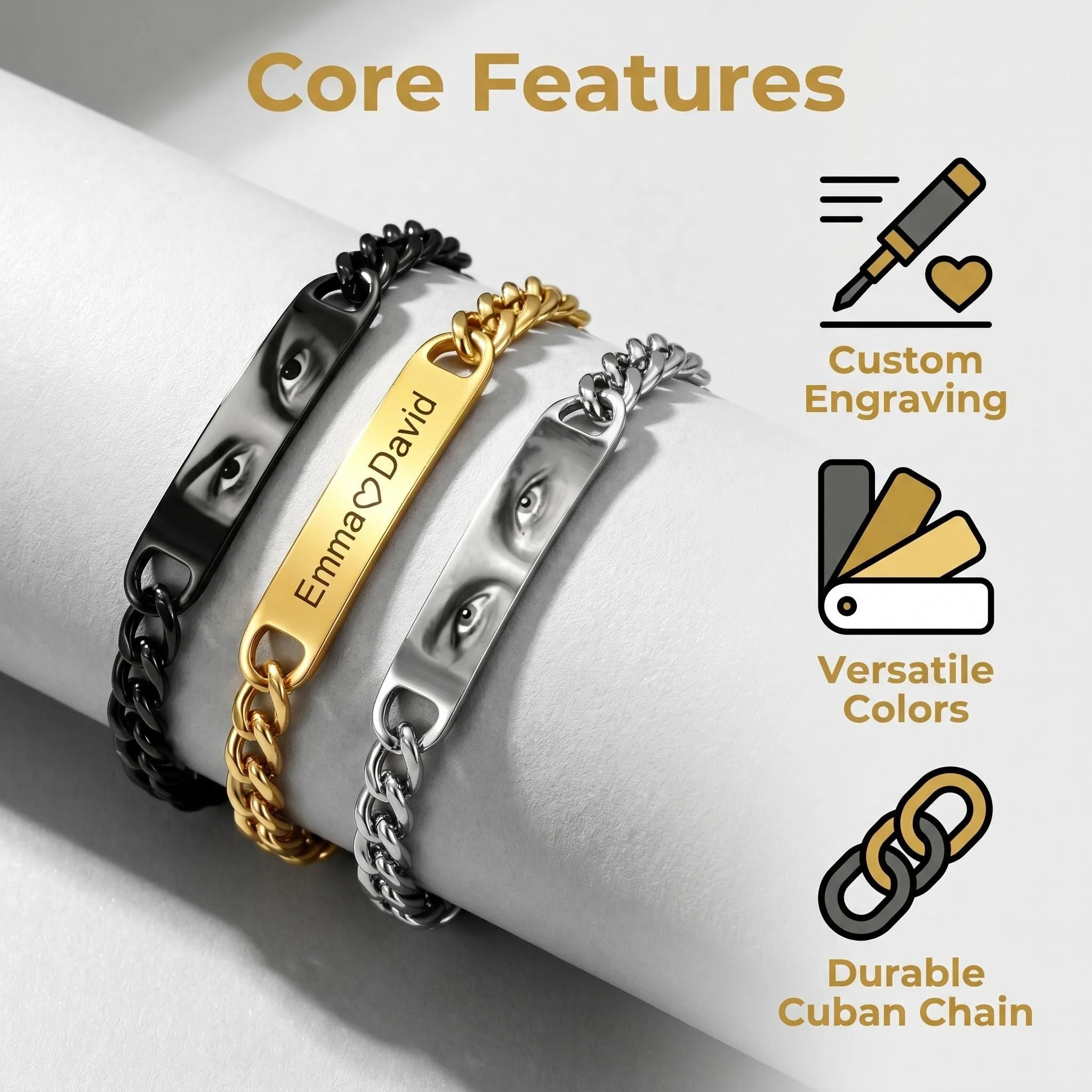 Stainless Steel Personalized Eyes Photo Bracelet Custom Laser Engrave Name Date Anniversary Mens Womens Kids Gift Charm Jewelry
Stainless Steel Personalized Eyes Photo Bracelet Custom Laser Engrave Name Date Anniversary Mens Womens Kids Gift Charm Jewelry