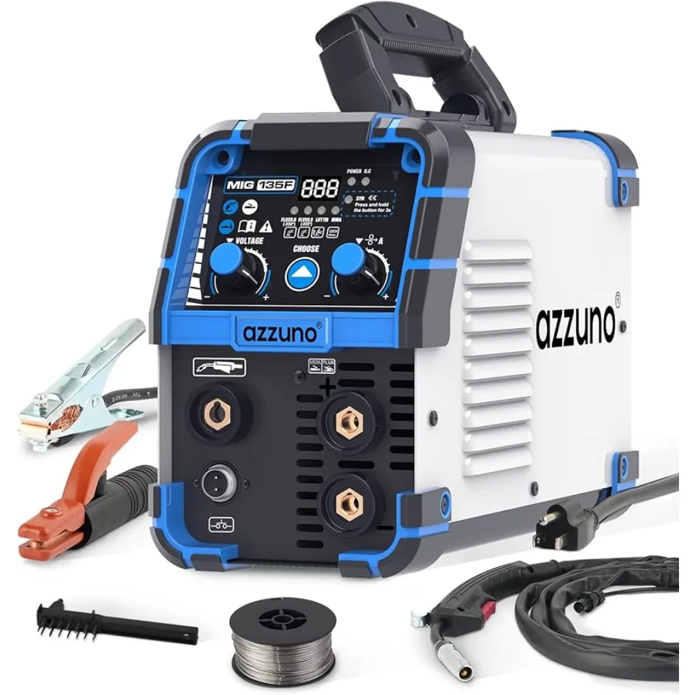 AZZUNO 135 Amp MIG Welder, 3 in 1 Multiprocess Welder 110V Flux Core Welder Flux MIG/Lift TIG/Stick Welding Machine Synergic
AZZUNO 135 Amp MIG Welder, 3 in 1 Multiprocess Welder 110V Flux Core Welder Flux MIG/Lift TIG/Stick Welding Machine Synergic