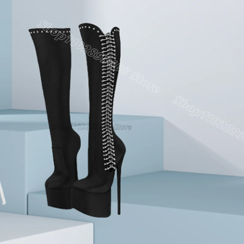 Black Rivet Platform Knee Boots Personality Cross Band Round Toe Women Shoes Design for Women Casual Boots Zapatos Para Mujere
Black Rivet Platform Knee Boots Personality Cross Band Round Toe Women Shoes Design for Women Casual Boots Zapatos Para Mujere