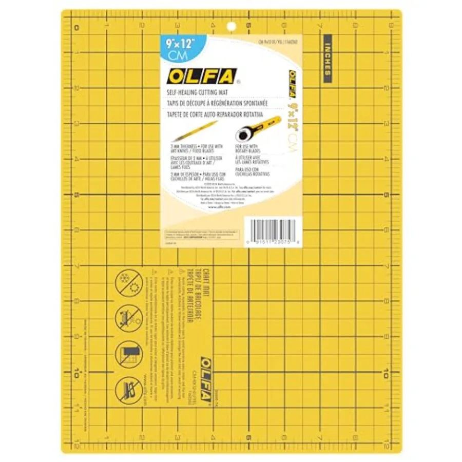 9" x 12" Self Healing Double Sided Cutting Mat CM-9X12-01/YEL - Double Sided 9x12 Inch Cutting Mat with Grid (Yellow)
9" x 12" Self Healing Double Sided Cutting Mat CM-9X12-01/YEL - Double Sided 9x12 Inch Cutting Mat with Grid (Yellow)