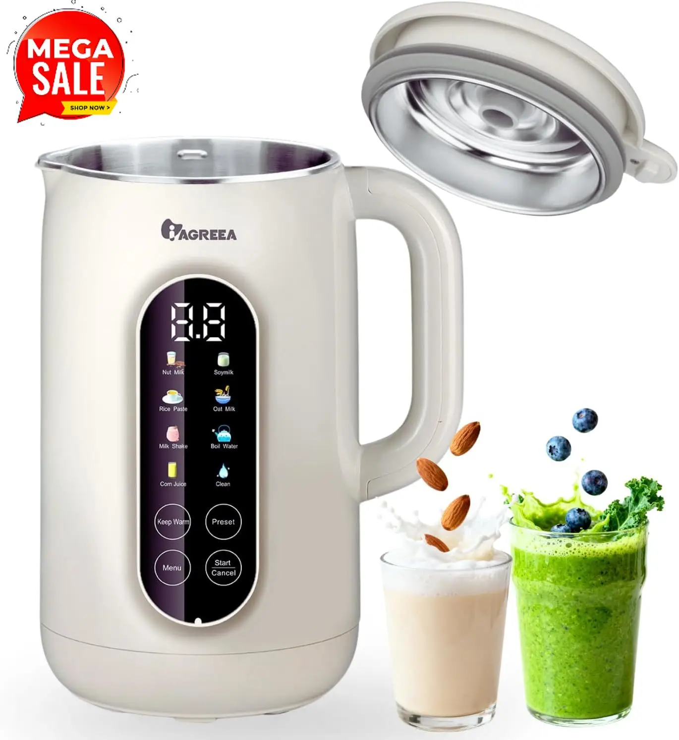 10-in-1 Nut Milk Maker Machine 304 Stainless Steel Lid BPA Free, 35oz Soy Milk Maker for Homemade Milkshake/Nut/Oat/Plant-Based
10-in-1 Nut Milk Maker Machine 304 Stainless Steel Lid BPA Free, 35oz Soy Milk Maker for Homemade Milkshake/Nut/Oat/Plant-Based
