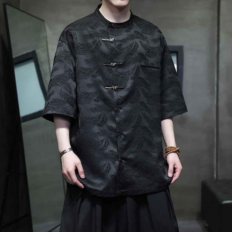 Men's Short Sleeve New Chinese Style Dark Dark Flower Cardigan High Quality Men Summer Fashion Loose Shirt Retro Casual Tops Men
Men's Short Sleeve New Chinese Style Dark Dark Flower Cardigan High Quality Men Summer Fashion Loose Shirt Retro Casual Tops Men
