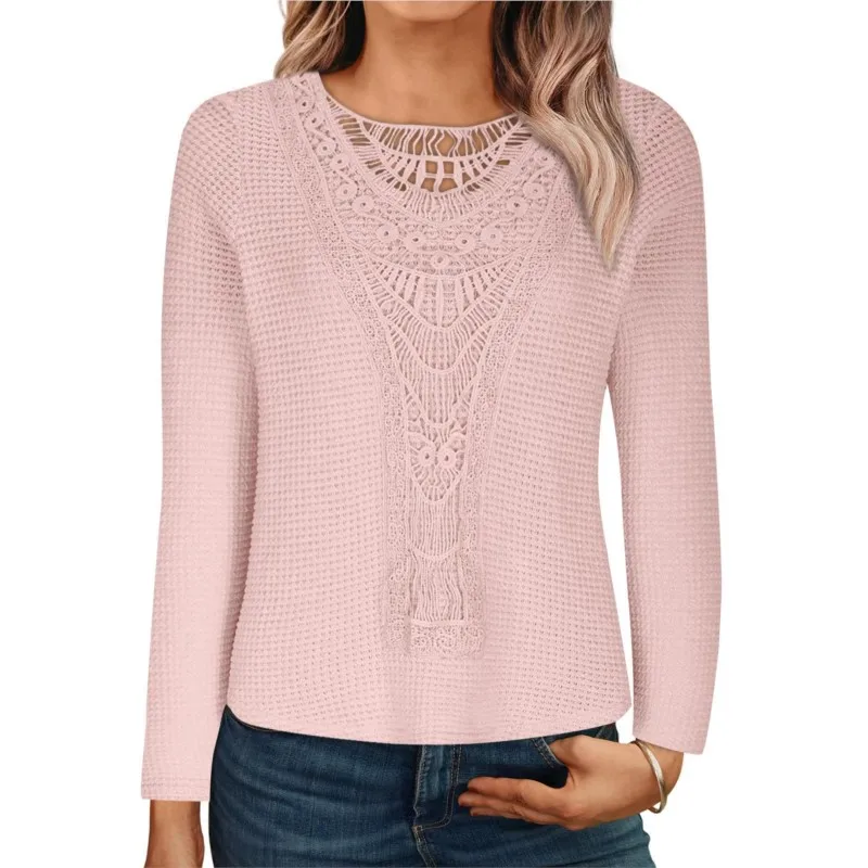 Spring And Autumn Solid Color Lace Splicing Round Neck Women's Long Sleeve Temperament Hoodie T-shirt Women Shirts Y2k
Spring And Autumn Solid Color Lace Splicing Round Neck Women's Long Sleeve Temperament Hoodie T-shirt Women Shirts Y2k