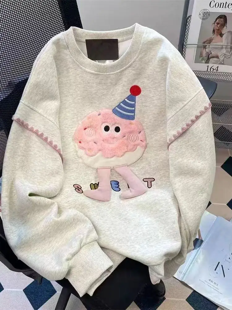 Женская толстовка больших размеров с вышивкой, свободного кроя, в корейском стиле, осенняя, с эффектом похудения, 300 Pou, омолаживающая, модная, уникальная
Женская толстовка больших размеров с вышивкой, свободного кроя, в корейском стиле, осенняя, с эффектом похудения, 300 Pou, омолаживающая, модная, уникальная