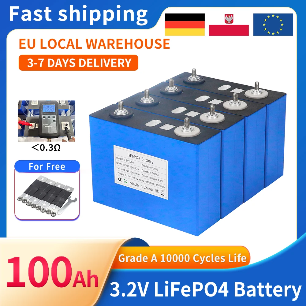 NEW 3.2V 100Ah Lifepo4 Lithium Iron Phosphate Battery DIY 12V 24V 36V 48V Grade A Rechargeable Cell For RV Golf Cart Solar Boats
NEW 3.2V 100Ah Lifepo4 Lithium Iron Phosphate Battery DIY 12V 24V 36V 48V Grade A Rechargeable Cell For RV Golf Cart Solar Boats