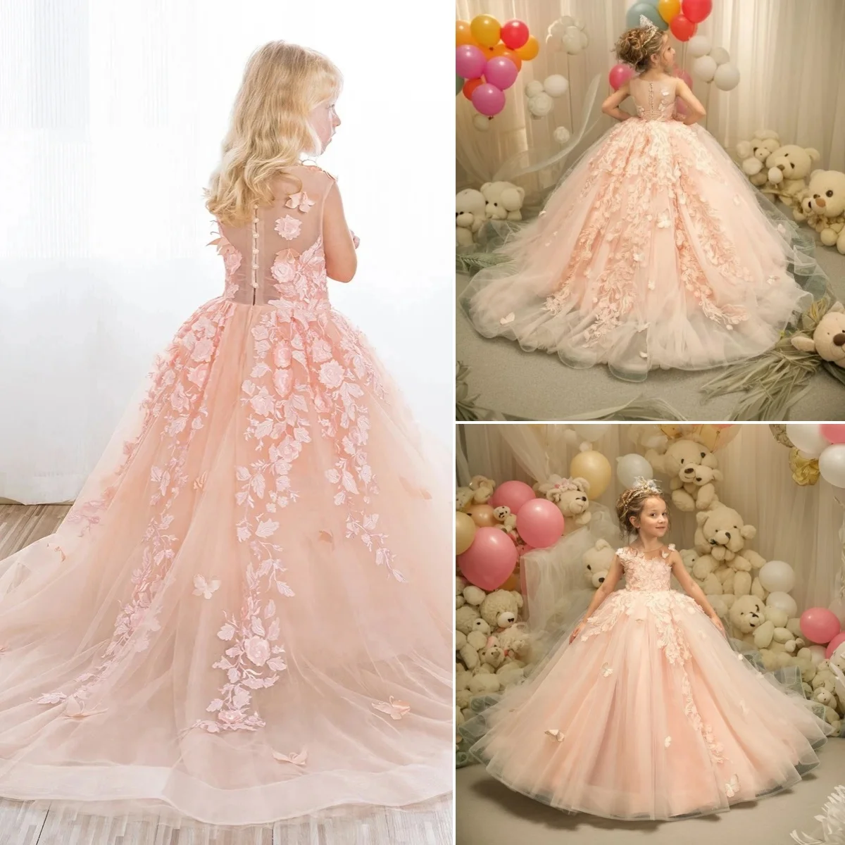 Pink Sleeveless Flower Girl Dresses for Wedding Floral Lace Appliques Girl Gown for Photoshoot First Communion Gowns Customized
Pink Sleeveless Flower Girl Dresses for Wedding Floral Lace Appliques Girl Gown for Photoshoot First Communion Gowns Customized