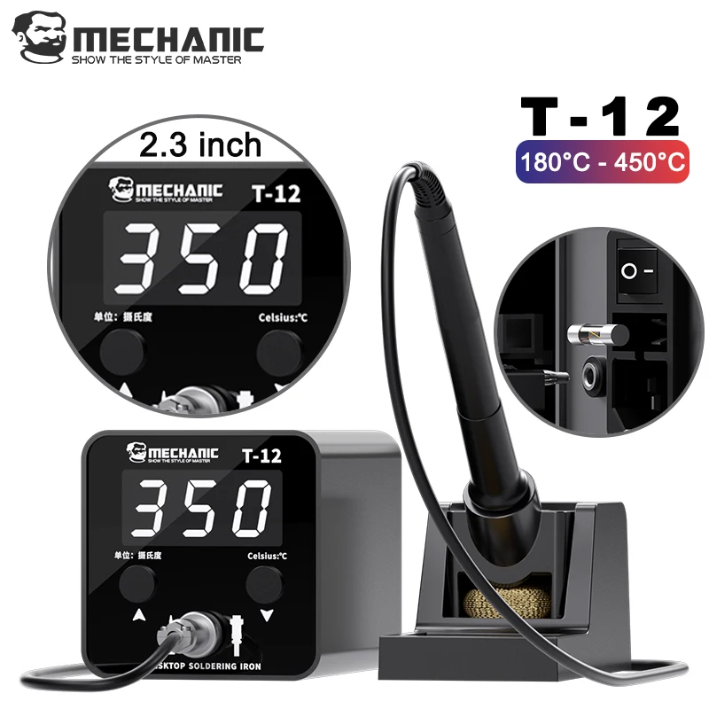 【MECHANIC】 T12 Desktop Soldering Iron with LED Digital Display Screen Precise Temperature Control Soldering Station Repair Tools
【MECHANIC】 T12 Desktop Soldering Iron with LED Digital Display Screen Precise Temperature Control Soldering Station Repair Tools