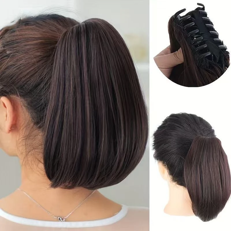 Women's clip-on short with inward curls, slightly wavy and fluffy, realistic-looking fake ponytail
Women's clip-on short with inward curls, slightly wavy and fluffy, realistic-looking fake ponytail