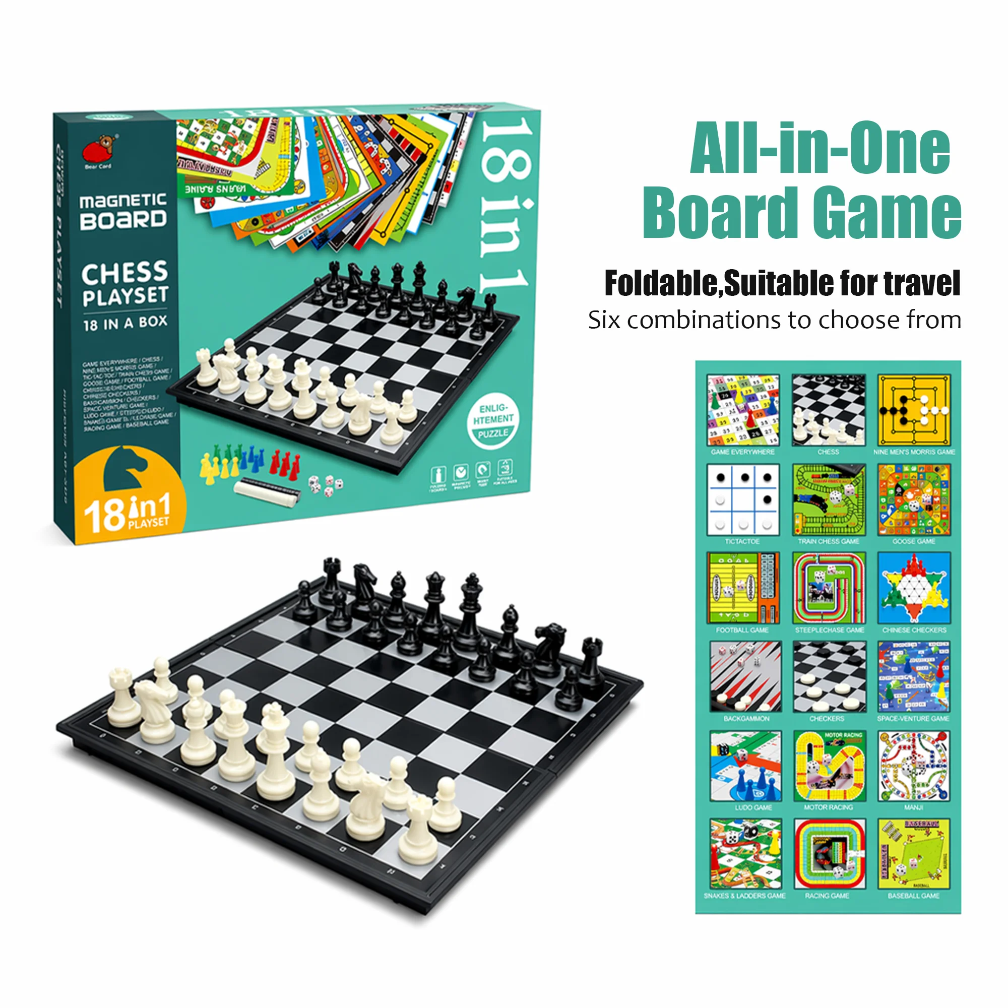 Multi in 1 Folding Chess Checkers Set Board Game Educational Puzzle Toy Competition Game for Students Portable Travel Kids Gift
Multi in 1 Folding Chess Checkers Set Board Game Educational Puzzle Toy Competition Game for Students Portable Travel Kids Gift