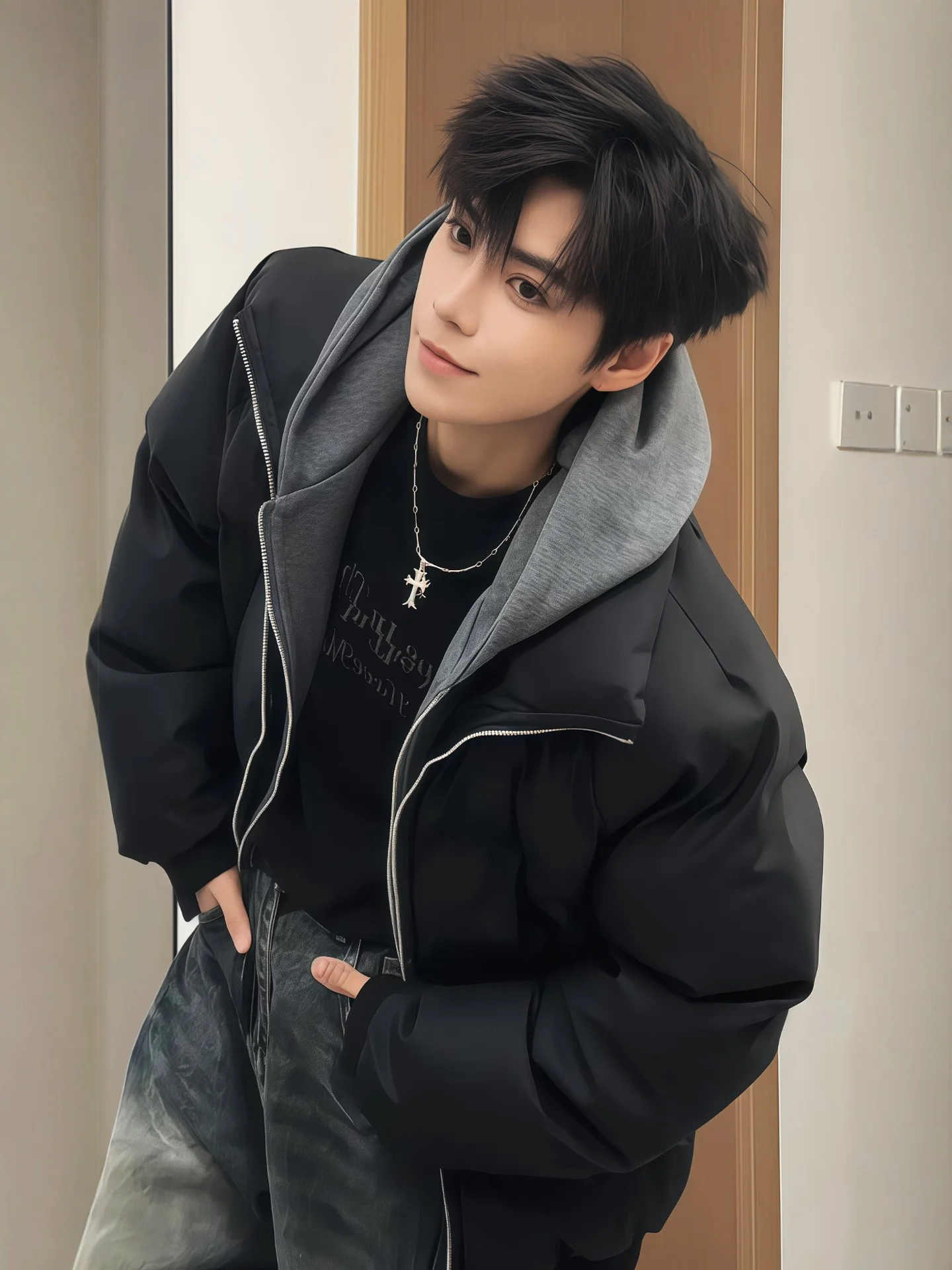 Bla PU Leather Thiened Winter Jaet Men's Faionable Casual Coat Fake Two-Piece Sle Warm Youthful Polyester Fiber
Bla PU Leather Thiened Winter Jaet Men's Faionable Casual Coat Fake Two-Piece Sle Warm Youthful Polyester Fiber