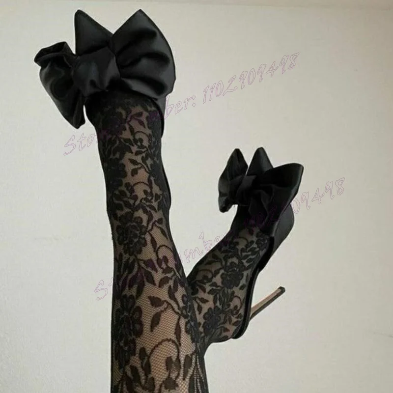 Black Bow Knot Satin Slippers Pointed Toe Shoes for Women Stilettos High Heels Elegant Sexy Shoes 2024 Zapatos Para Mujere
Black Bow Knot Satin Slippers Pointed Toe Shoes for Women Stilettos High Heels Elegant Sexy Shoes 2024 Zapatos Para Mujere