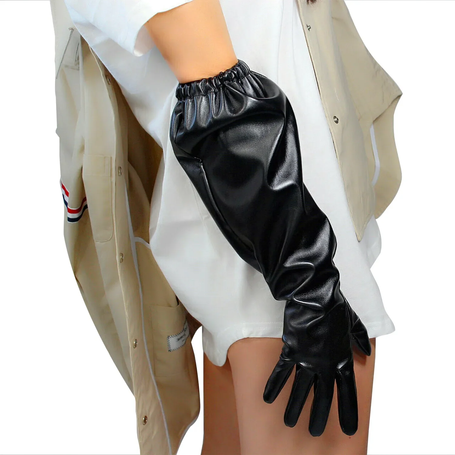 TECH LONG GLOVES Faux Leather PU 20" 50cm Black Elastic Band Cuff L PUFF SLEEVES Evening Fashion Cosplay Costume
TECH LONG GLOVES Faux Leather PU 20" 50cm Black Elastic Band Cuff L PUFF SLEEVES Evening Fashion Cosplay Costume