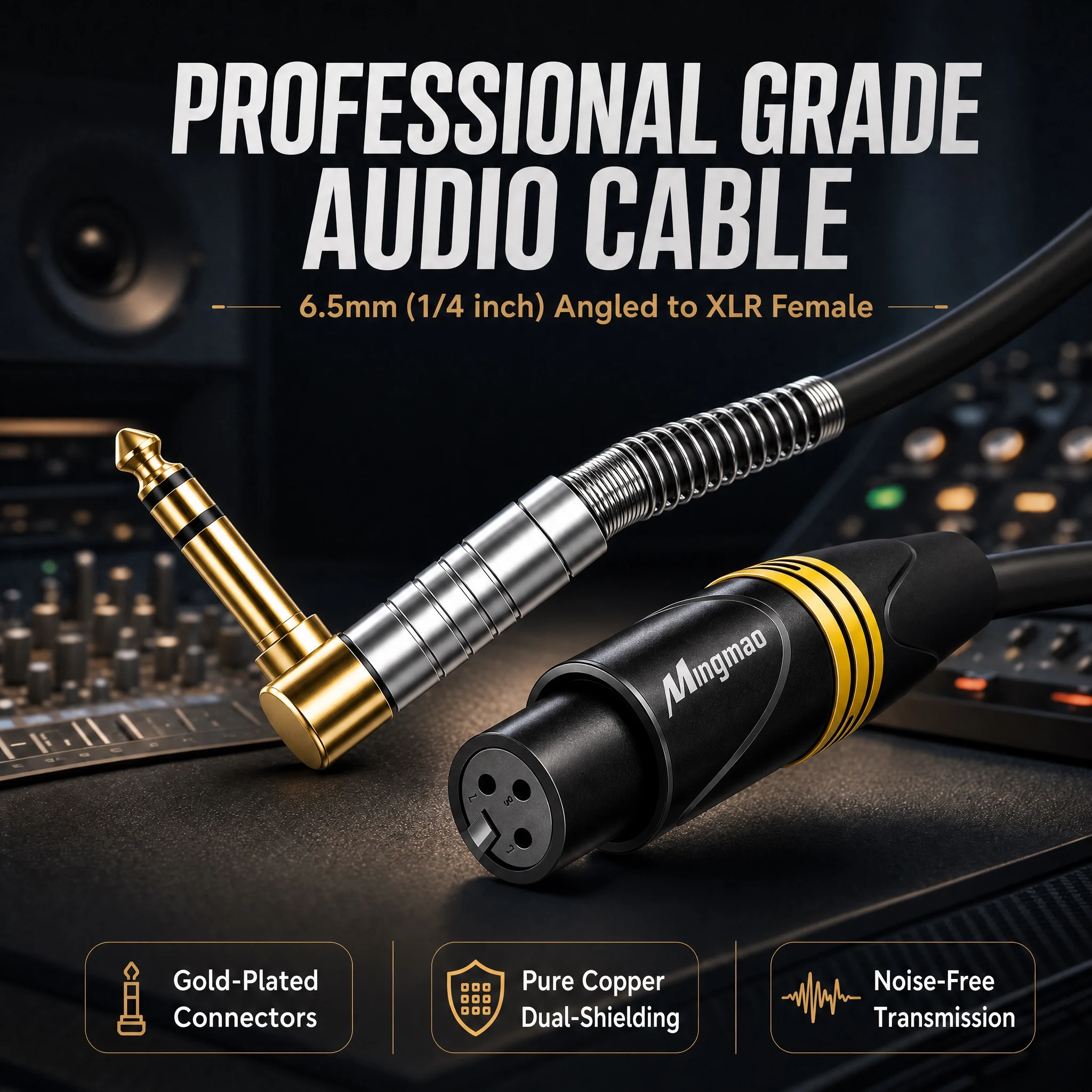 6.5mm TRS To XLR Female Audio Cable 90 ° Bend 1/4 Inch TRS Male To Canon Female Extension Cable Microphone Connection Cable
6.5mm TRS To XLR Female Audio Cable 90 ° Bend 1/4 Inch TRS Male To Canon Female Extension Cable Microphone Connection Cable