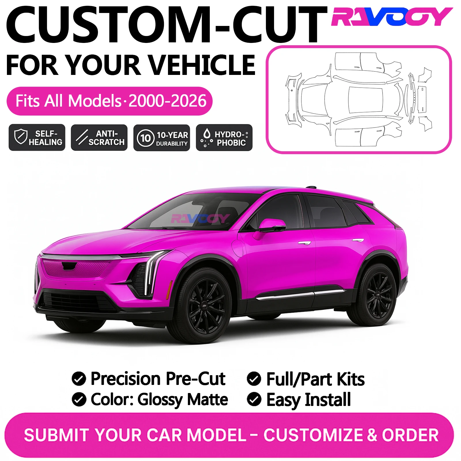 For Cadillac Lyriq OPTIQ 2024–2026 Custom Precut PPF Kit Paint Protection Film Gloss Matte Front bumper full car door front Kit
For Cadillac Lyriq OPTIQ 2024–2026 Custom Precut PPF Kit Paint Protection Film Gloss Matte Front bumper full car door front Kit
