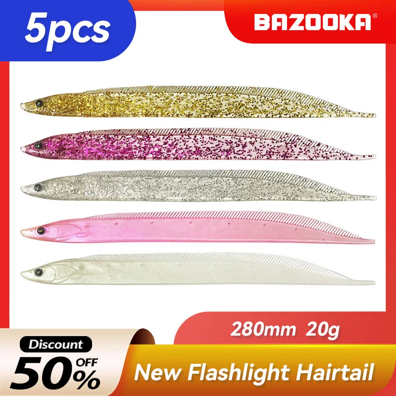 Bazooka 5pcs Bait Deep Sea Trolling Fishing Lure Soft Hairtail Silicone Knife Blade Boat Softjerk Wobbler Texan Ribbon Winter
Bazooka 5pcs Bait Deep Sea Trolling Fishing Lure Soft Hairtail Silicone Knife Blade Boat Softjerk Wobbler Texan Ribbon Winter