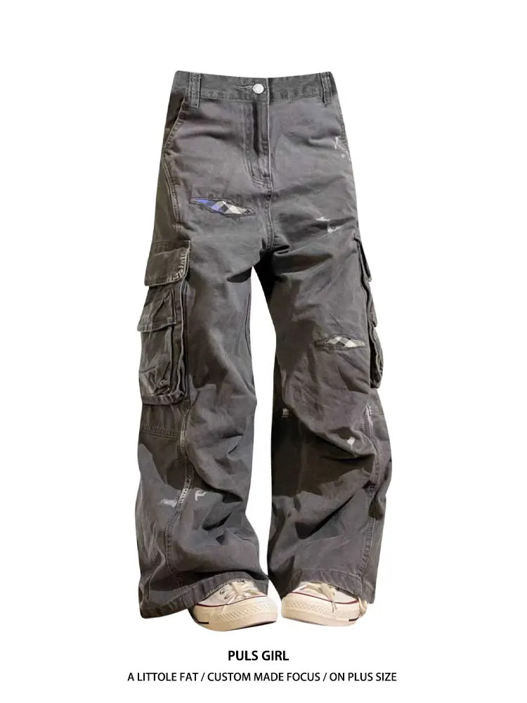 Retro American Large Size Women's Jeans High Waist Loose Casual Wide Leg Pants Patched Workwear Washed out Style New 2025
Retro American Large Size Women's Jeans High Waist Loose Casual Wide Leg Pants Patched Workwear Washed out Style New 2025