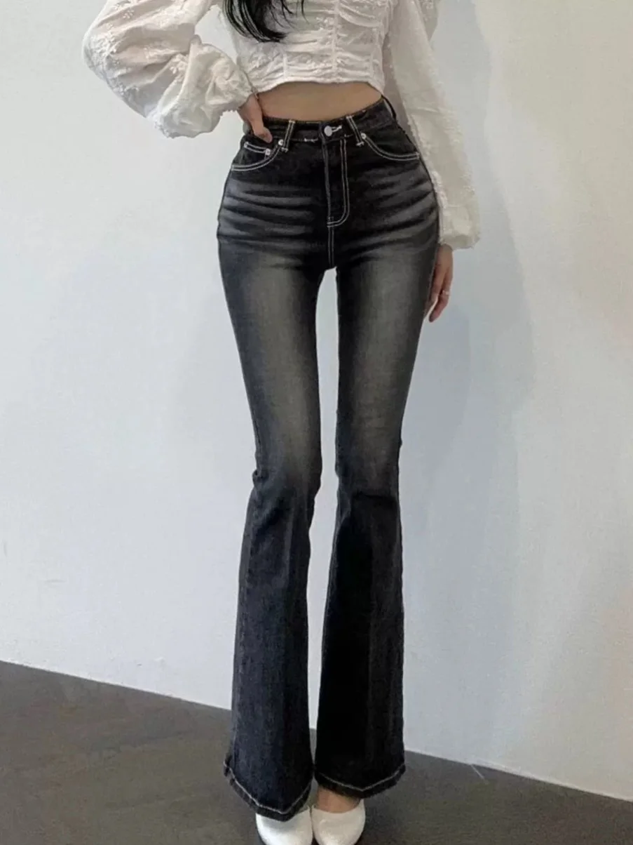 High Waist Slim Fit Micro Flared Jeans Women's Cotton Stretch Denim Bootcut Trousers Washed Effect Korean Style 2023 New Arrival
High Waist Slim Fit Micro Flared Jeans Women's Cotton Stretch Denim Bootcut Trousers Washed Effect Korean Style 2023 New Arrival